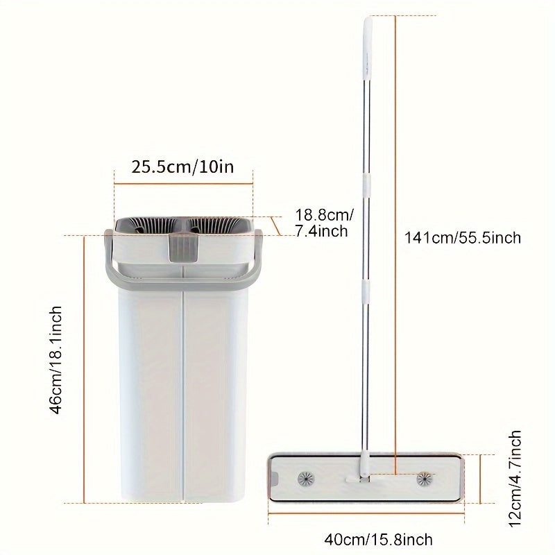 7-Color Flat Mop va Kova to'plami, 2 ta pad bilan, ho'l va quruq polni tozalash uchun