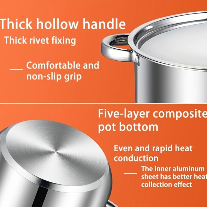 15-Piece Stainless Steel Cookware Set with Non-Stick Pots and Pans for Camping and Outdoor Use