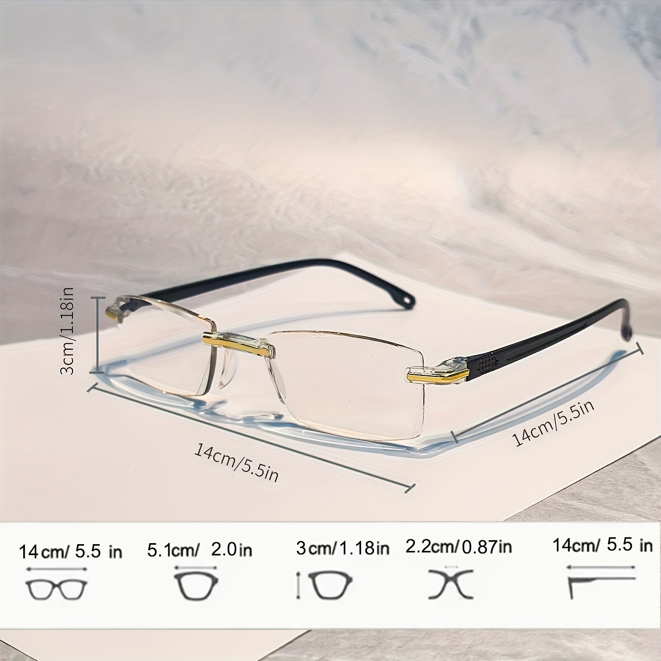 Juego de 6 gafas de lectura sin montura para hombres y mujeres, ligeras, con bloqueo de luz azul, montura rectangular de PC, lentes de aumento transparentes