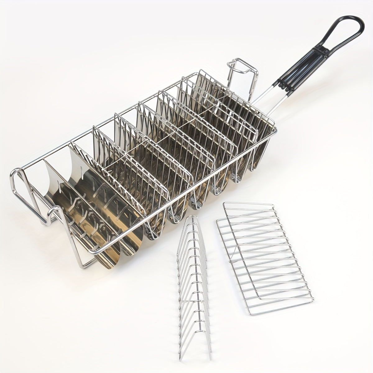 8 Stainless Steel Mexican Tucker Frying Baskets with Plastic Handles Non-Slip
