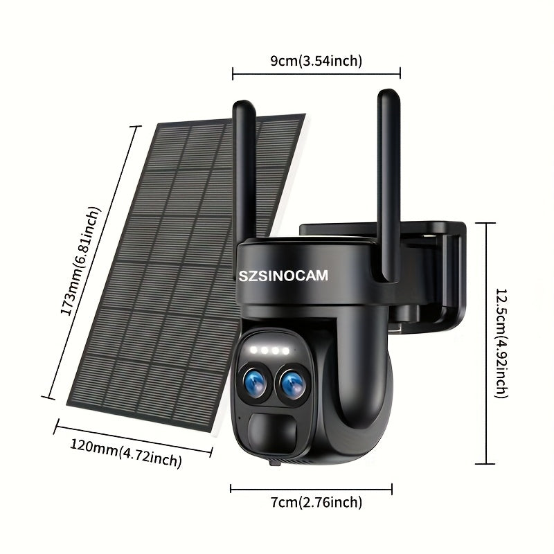 Dual-Band WiFi Outdoor Security Camera with 10x Zoom 360° Solar Panel HD Night Vision