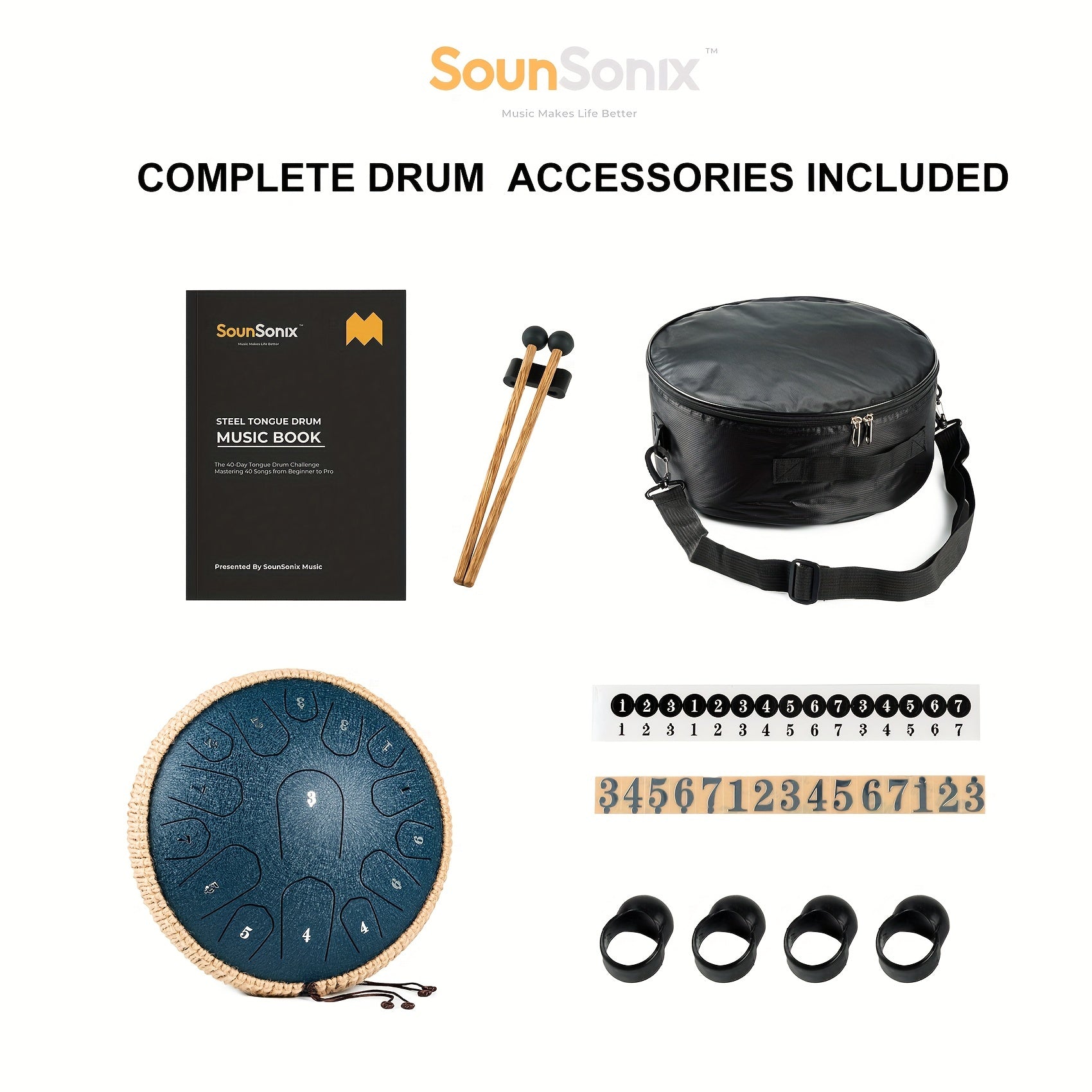 Steel Tongue Drum 33cm 15 Notes D Major Hand Pan with Mallets and Carry Bag