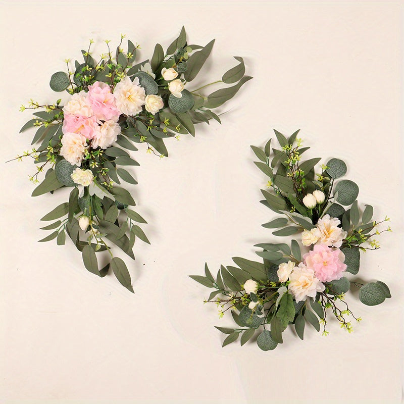 Sun'iy to'y arka to'plami, oq peony va pushti gullar bilan, marosimlar va partiyalar uchun