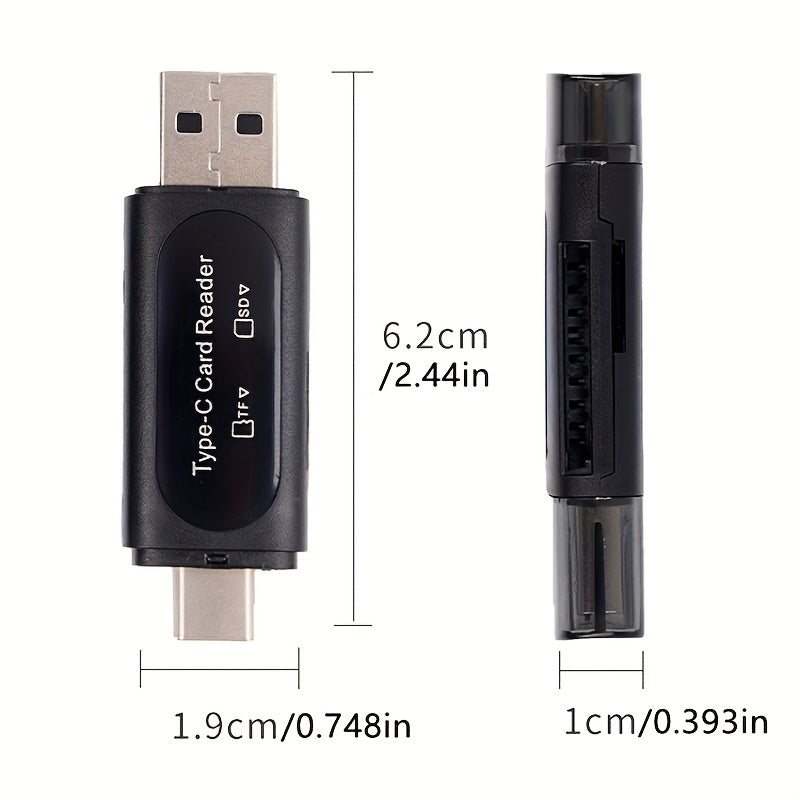 4-in-1 USB Micro SD Card Reader Type C USB A Dual Slot for PC MacBook Galaxy Tablet Huawei