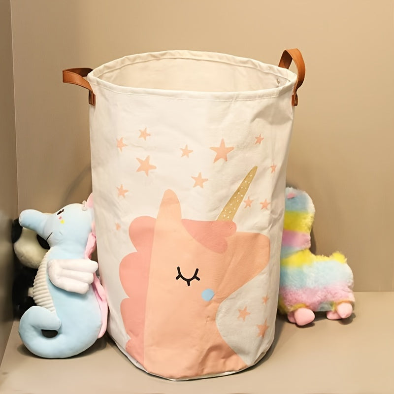 Folding Storage Bin with Cartoon Print Waterproof Large Capacity for Clothes Toys