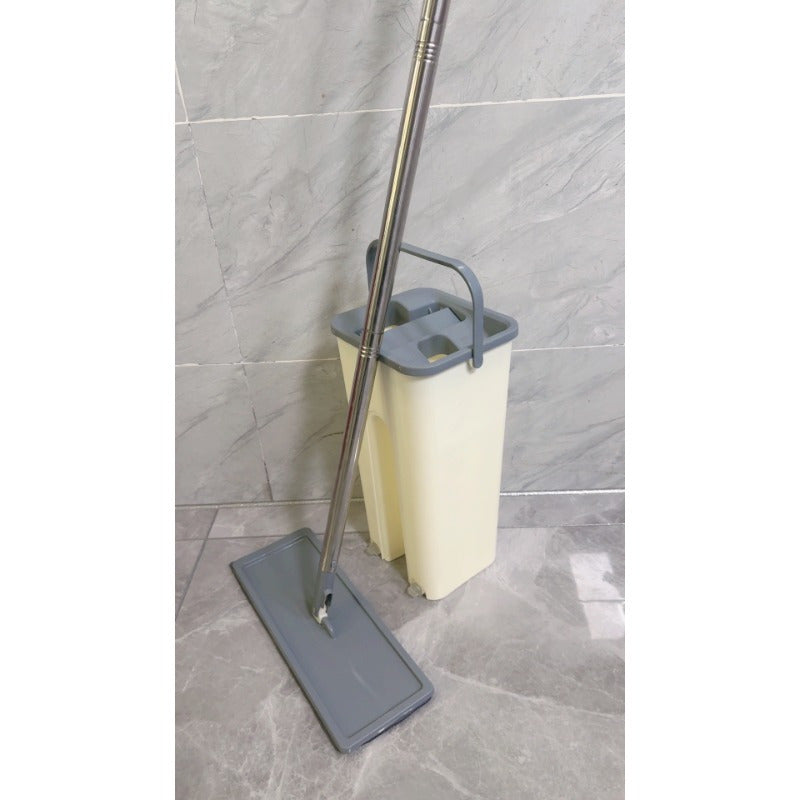 Ikkita mikroto'lqinli pad bilan moslashuvchan aylanuvchi oson tozalanadigan tekis mopu va chelak to'plami - nam va quruq foydalanish uchun mos, oshxona, hammom, yashash xonasi uchun samarali tozalash