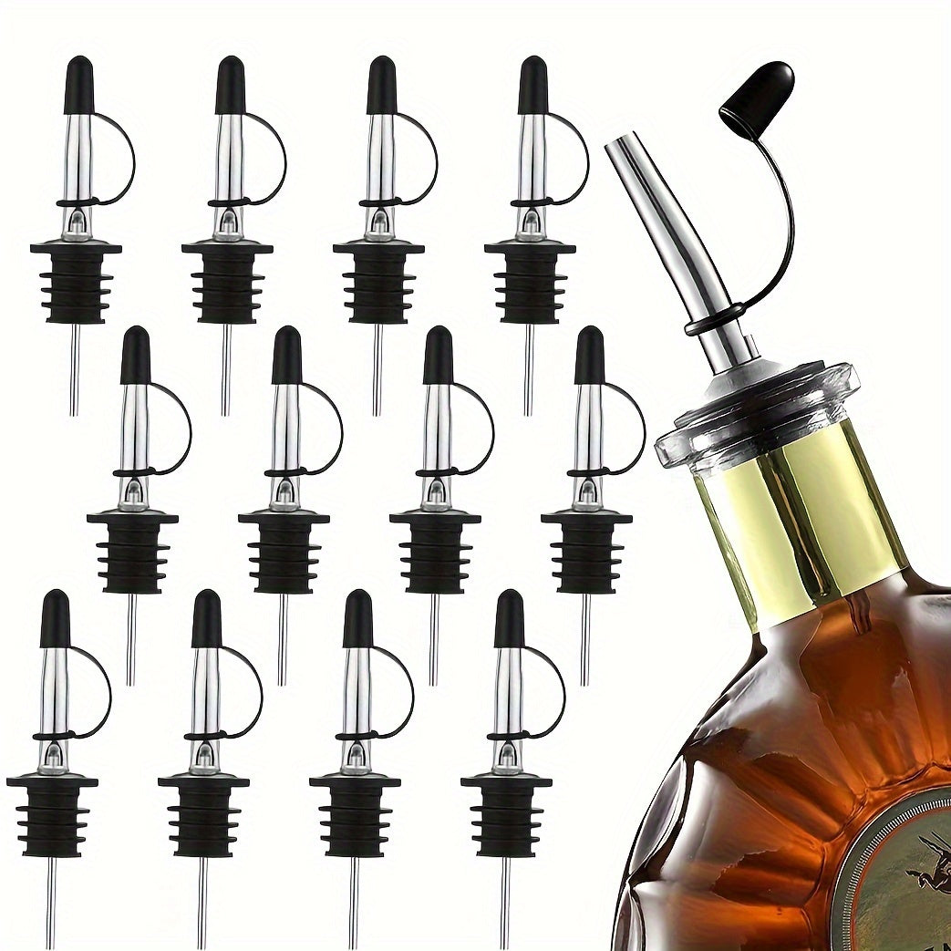 Stainless Steel Pourer Sets with Rubber Dust Caps for Bar Accessories