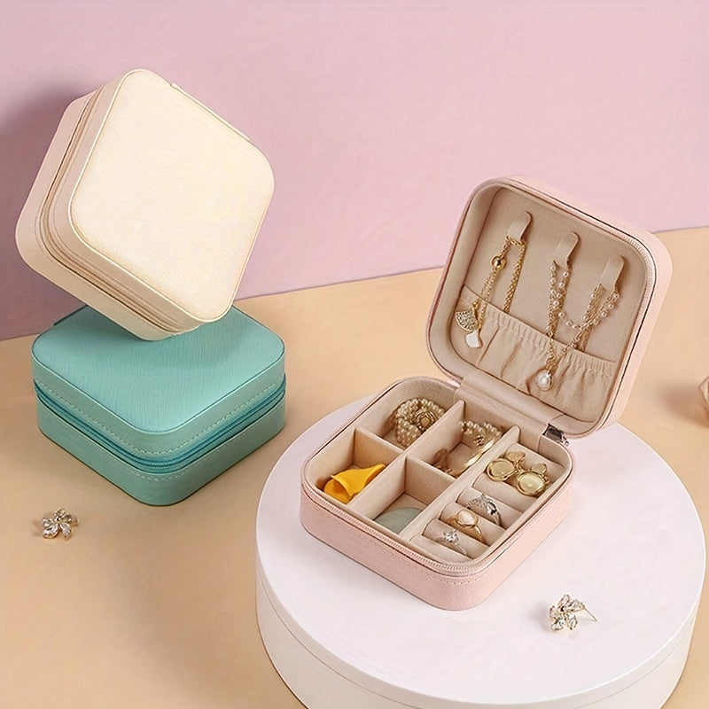 Caja de almacenamiento portátil para joyas para anillos, collares y pendientes, organizador de viaje