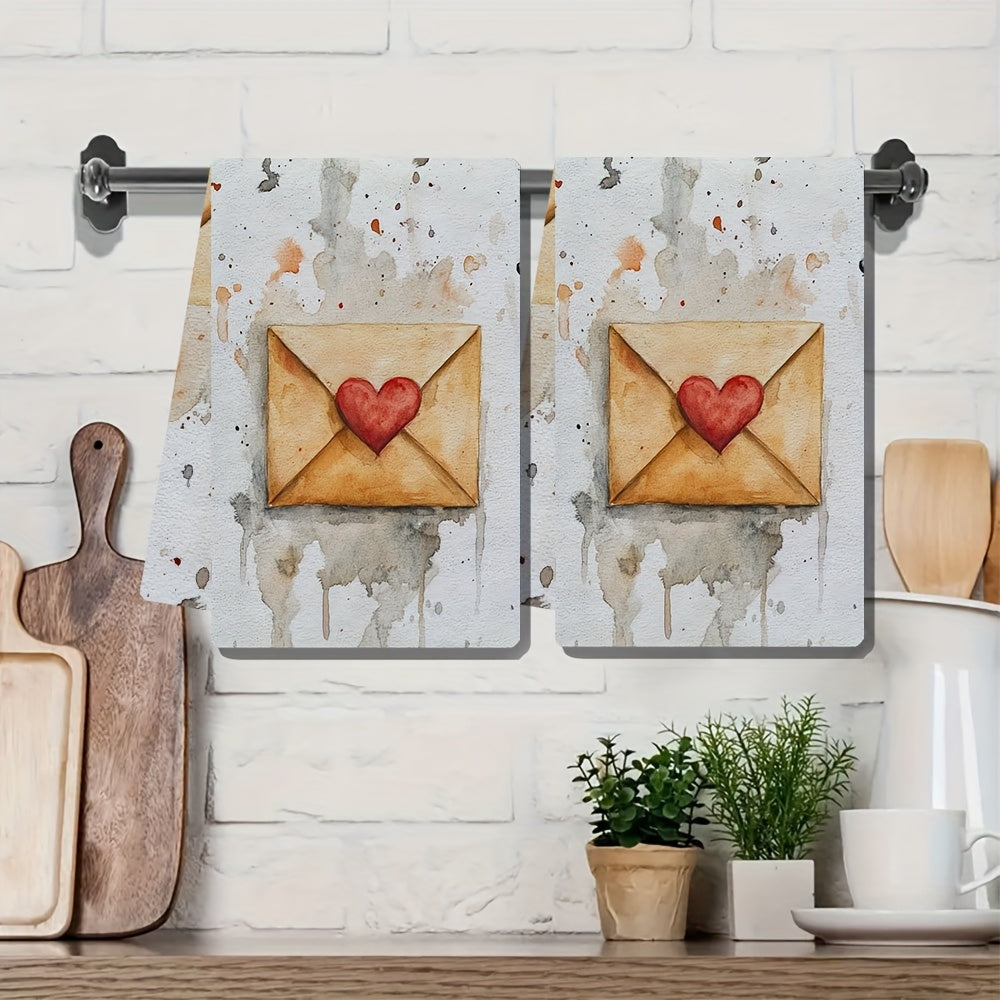 Juego de 2 toallas de cocina para el Día de San Valentín, toallas de lavado ultra suaves y absorbentes