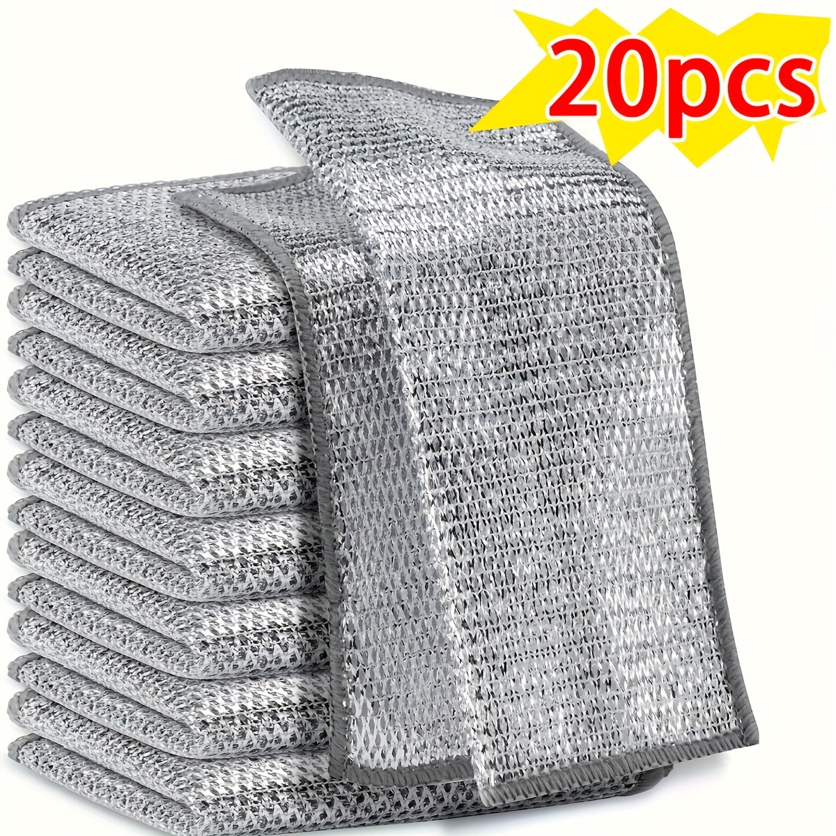 20/10pcs Metal Cleaning Cloth for Wet and Dry Kitchen and Tableware Cleaning