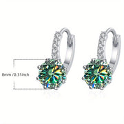 Women’s Moissanite Hoop Earrings 8mm Sterling Silver Huggie Jewelry