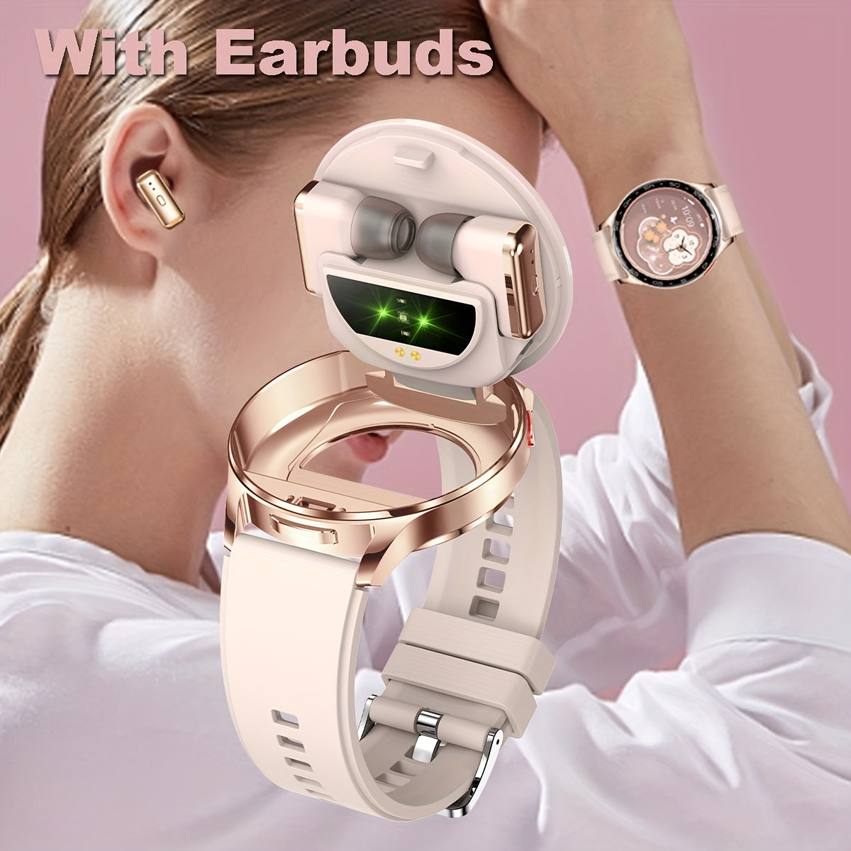 Women's Smartwatch with Wireless Earphone Fitness Tracker Sports Modes Stylish Design