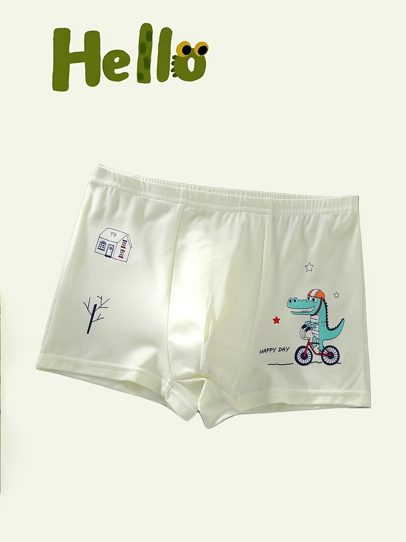 4-Pack Boys' Boxer Briefs Cartoon Dinosaur Print Breathable Polyester Stretchy Fit Sports Underwear