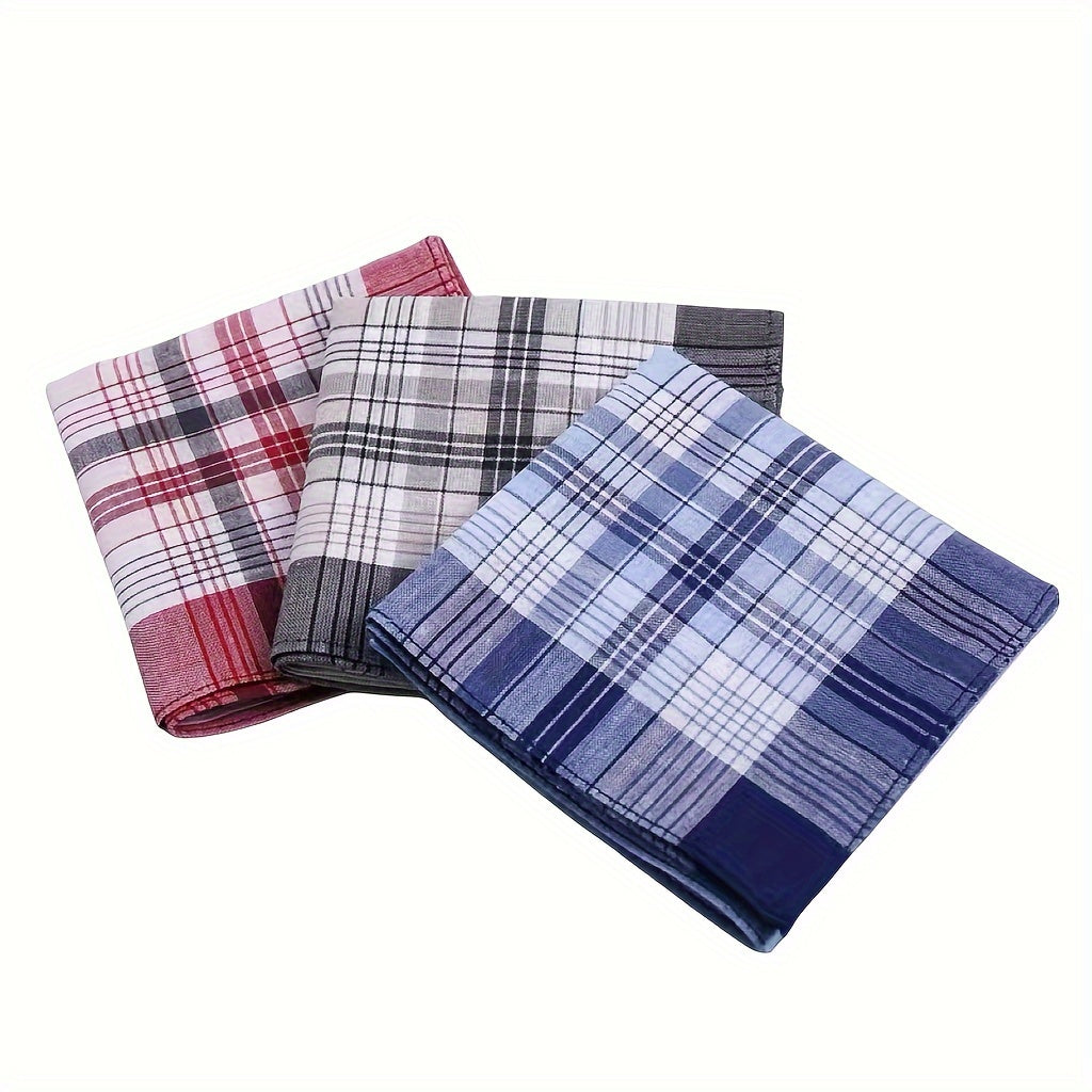 Set of 3 Soft Cotton Elderly Men's and Women's Handkerchiefs for Sweat Wiping