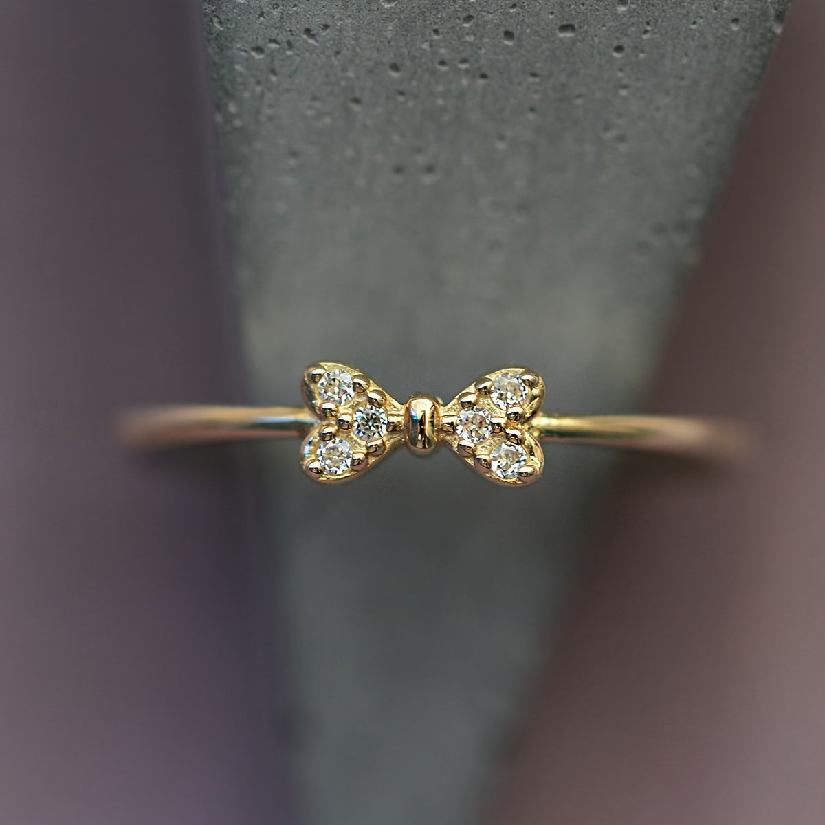 Sterling Silver Women's Ring with Micro Set Zirconia Bow Design for Gift and Fashion