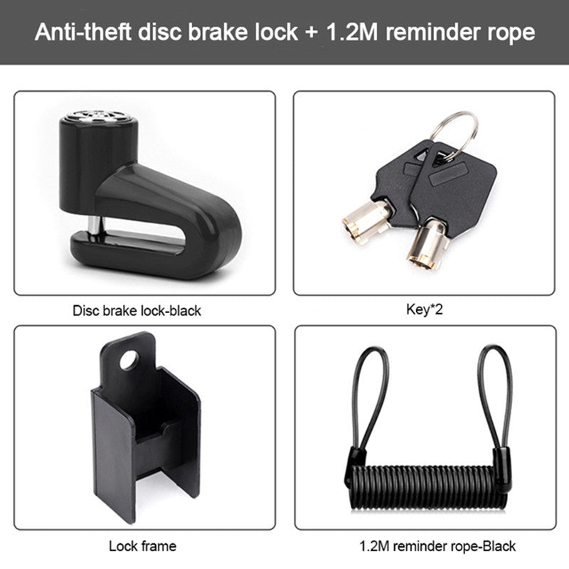 Motorcycle Disc Brake Lock Anti-Theft with Reminder Rope