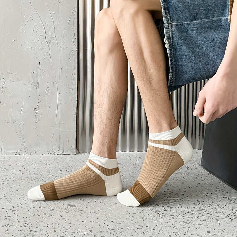 Men's Cotton Low Cut Socks Set of 5 Breathable Odor Control Sweat Absorbing for Spring Summer