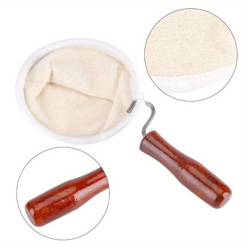 Reusable Flannel Coffee Filter Sock with Wooden Handle for Home Use