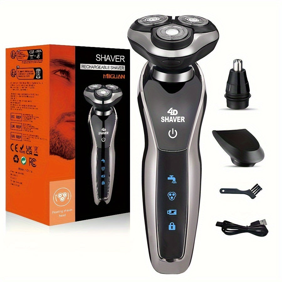 Men's 3-in-1 Electric Shaver with Nose Hair Trimmer and 3D Floating Blade