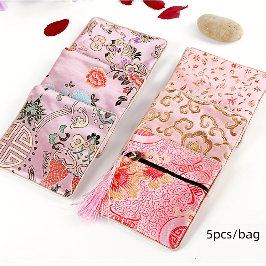 Набор сумок для украшений в стиле китайского шика с вышитым шёлковым бархатом и кисточками