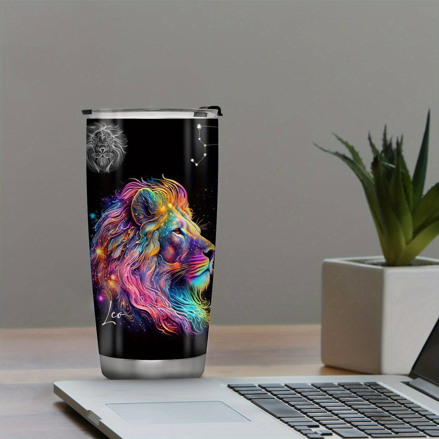 20oz нержавеющая сталь Зодиакальный стакан с дизайном гороскопа, герметичная двойная стенка вакуумная изоляция, дорожная кружка для использования на открытом воздухе