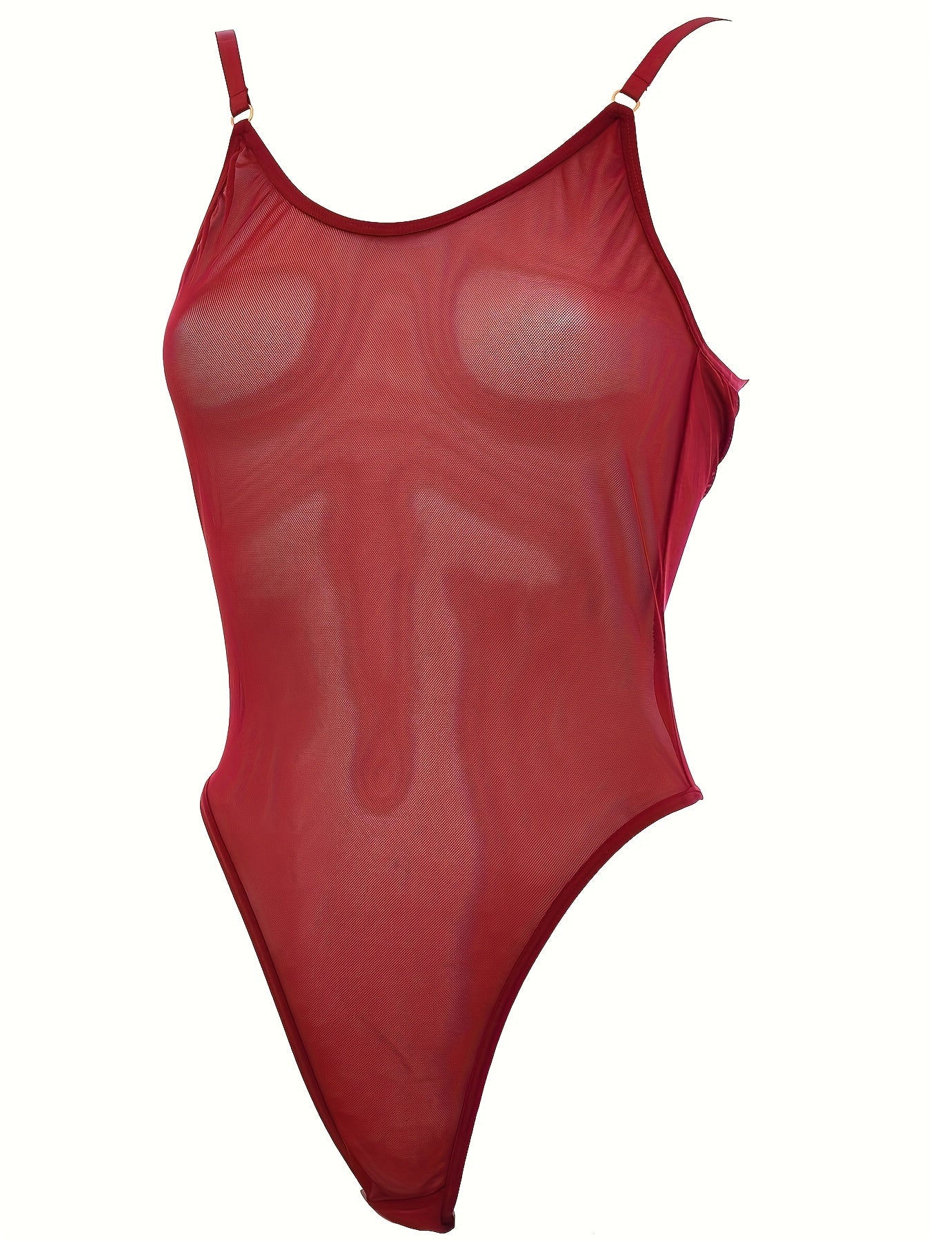 Women's Mesh Sleeveless Teddy and Sheer Backless Thong Bodysuit Lingerie