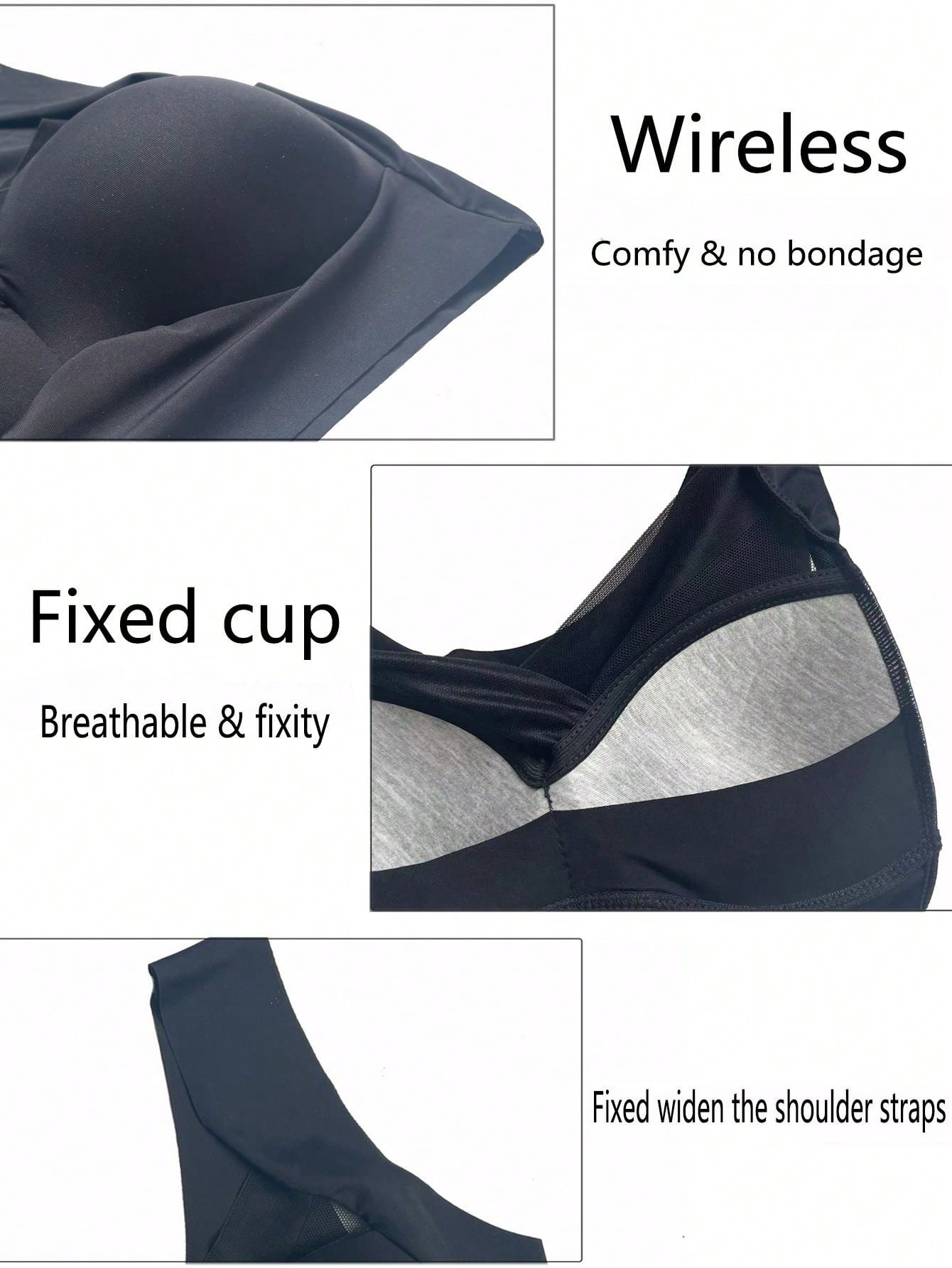 Ladies Full Coverage Bralette Pack Polyamide Non-Wired Breathable Mesh Black White