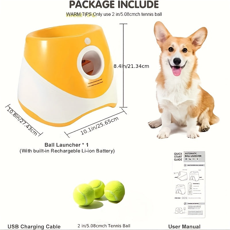 Automatic Dog Ball Launcher with 3 Tennis Balls and Adjustable Distance Settings