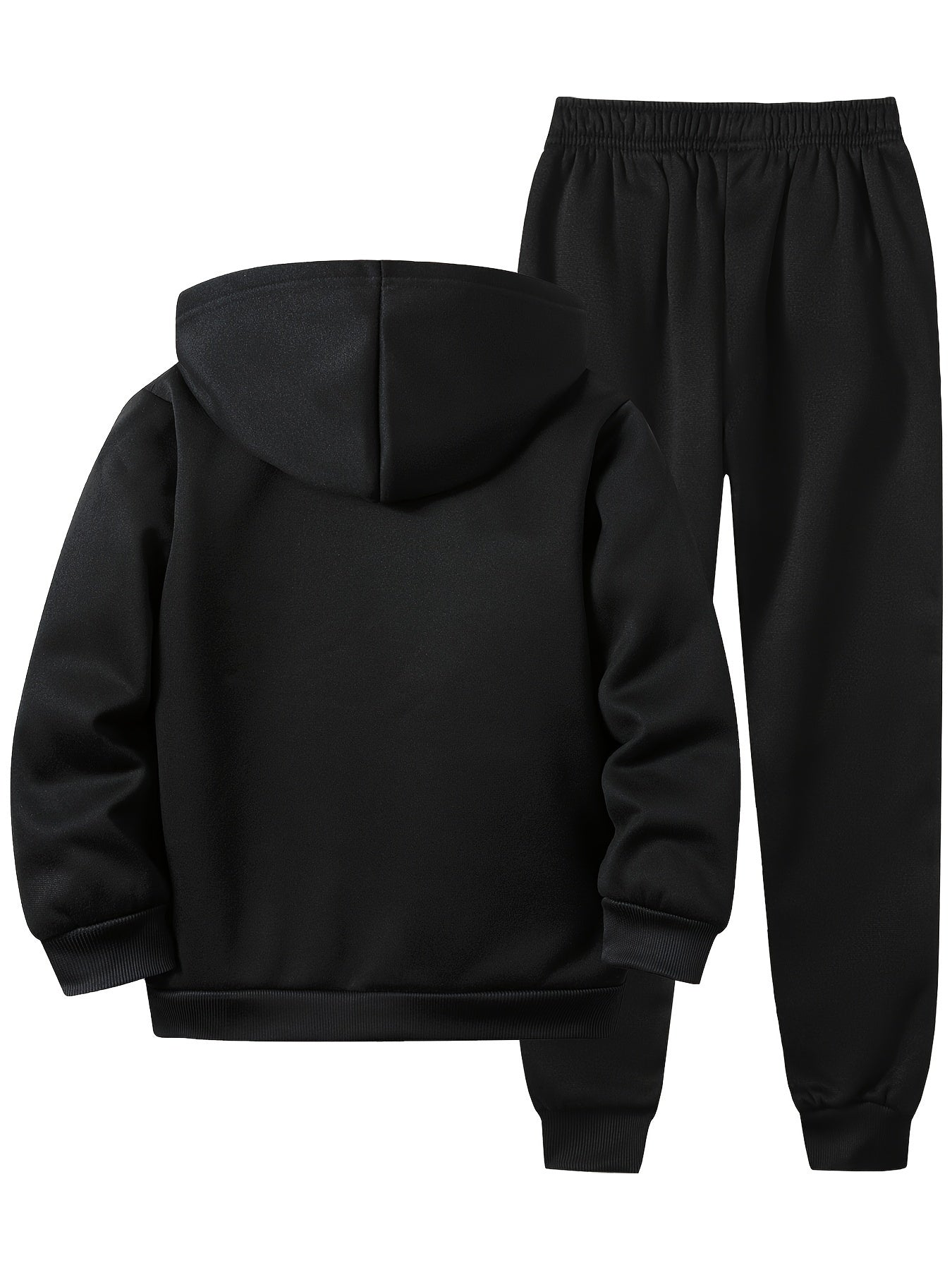 Children's Velvet Hooded Shirt and Pants Set with Letter Print for Casual Sports and Daily Wear