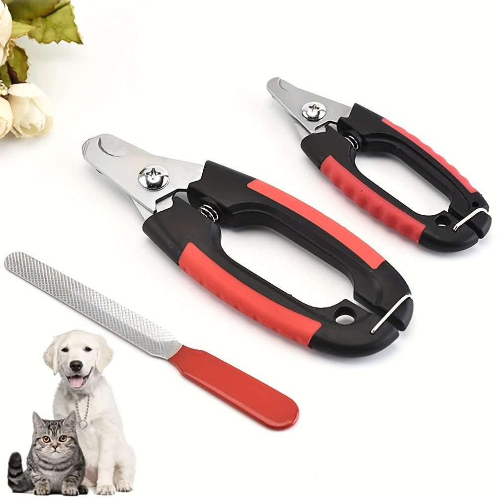 Dog Nail Clippers Set Stainless Steel with Safety Guard Non-Slip Handle Includes Nail File and Storage Case for All Dog Breeds