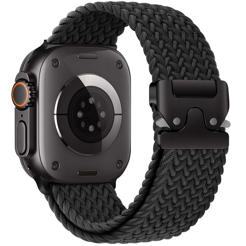 Nylon Braided Sport Wristband for Apple Watch Adjustable Parachute Buckle Compatible with Series 1-10 SE Ultra