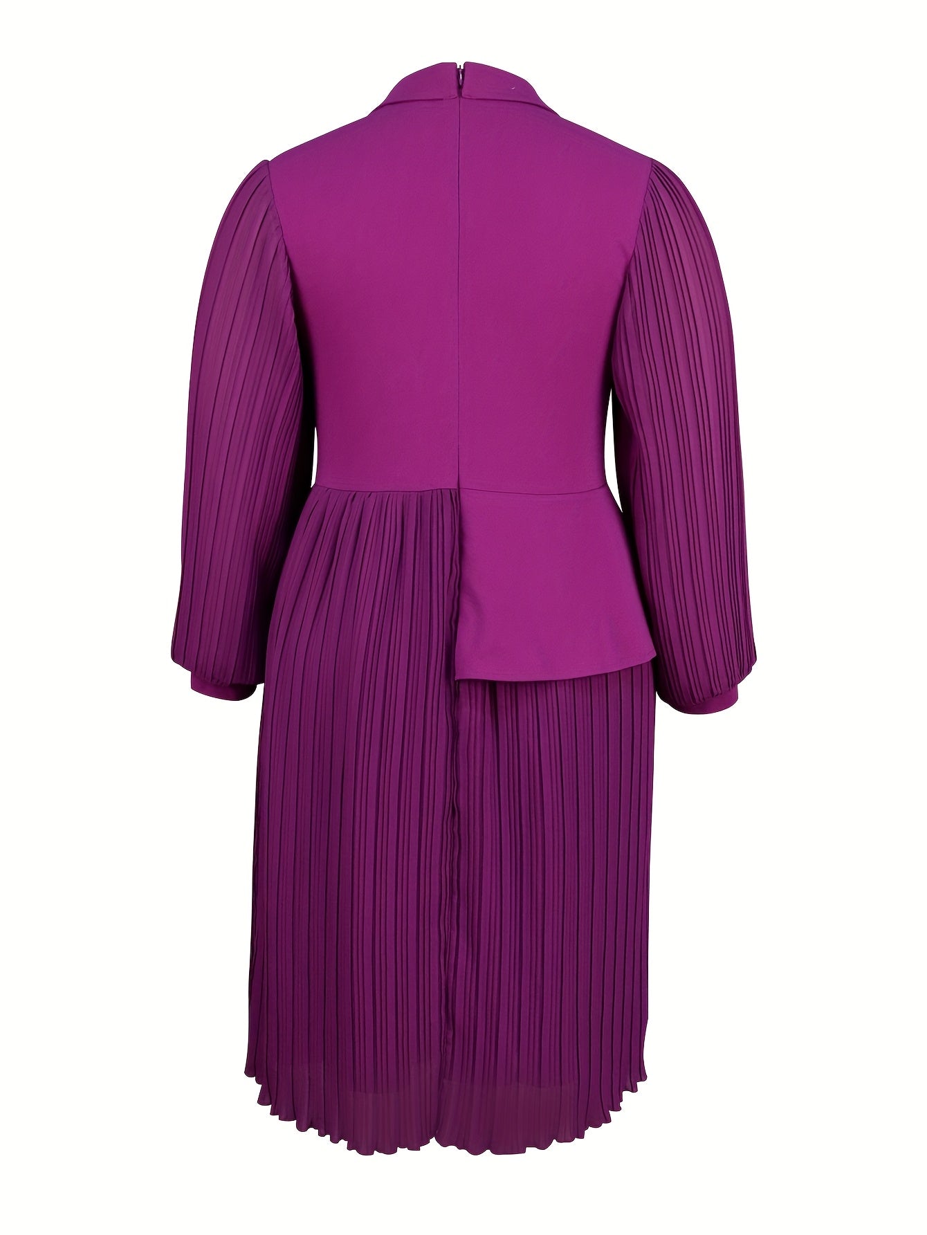 Women's Chiffon Party Dress with Long Puff Sleeves Notch Collar Midi Flared Hem