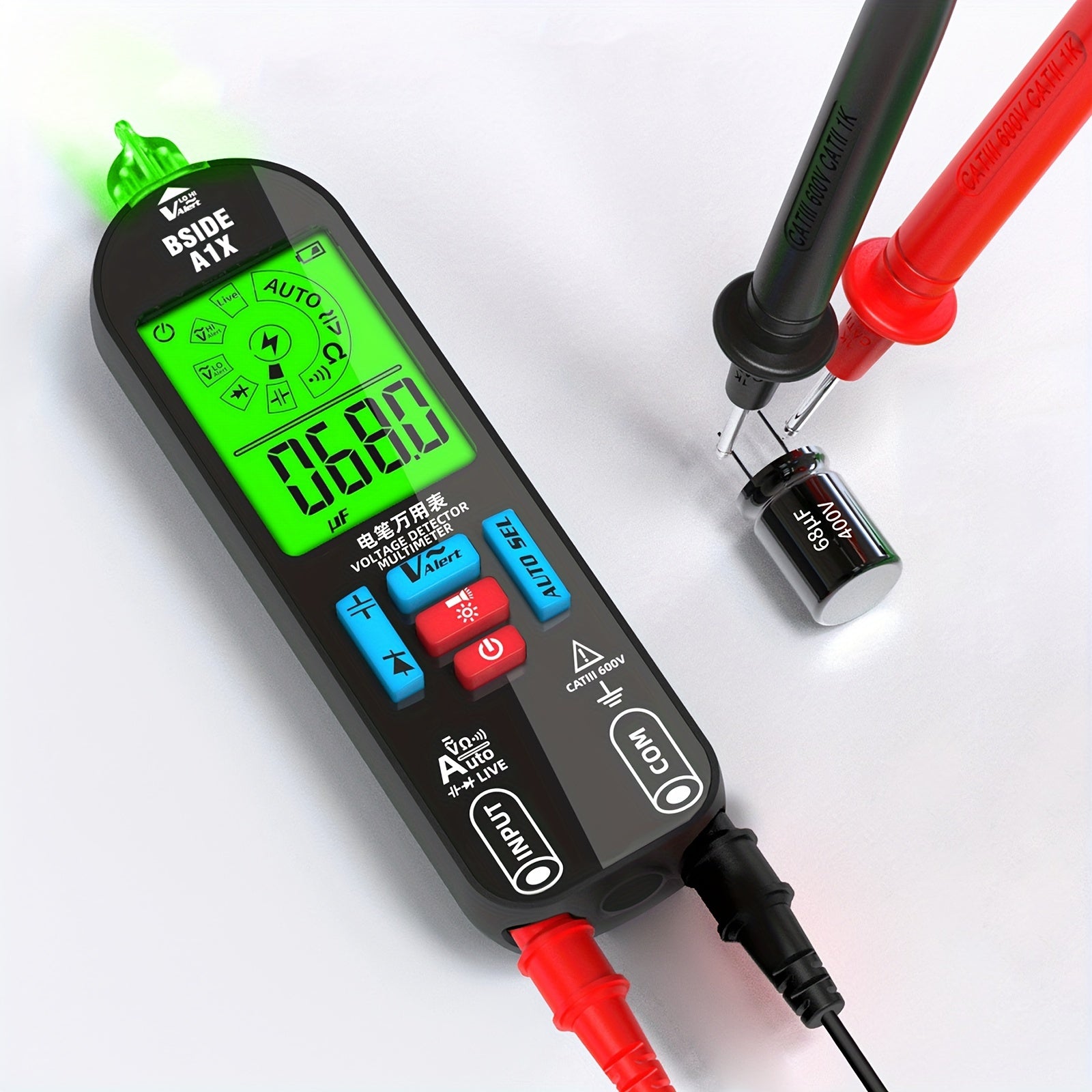 Digital Multimeter with LCD Display Non-Contact Voltage Tester Rechargeable Resistance Continuity Testing
