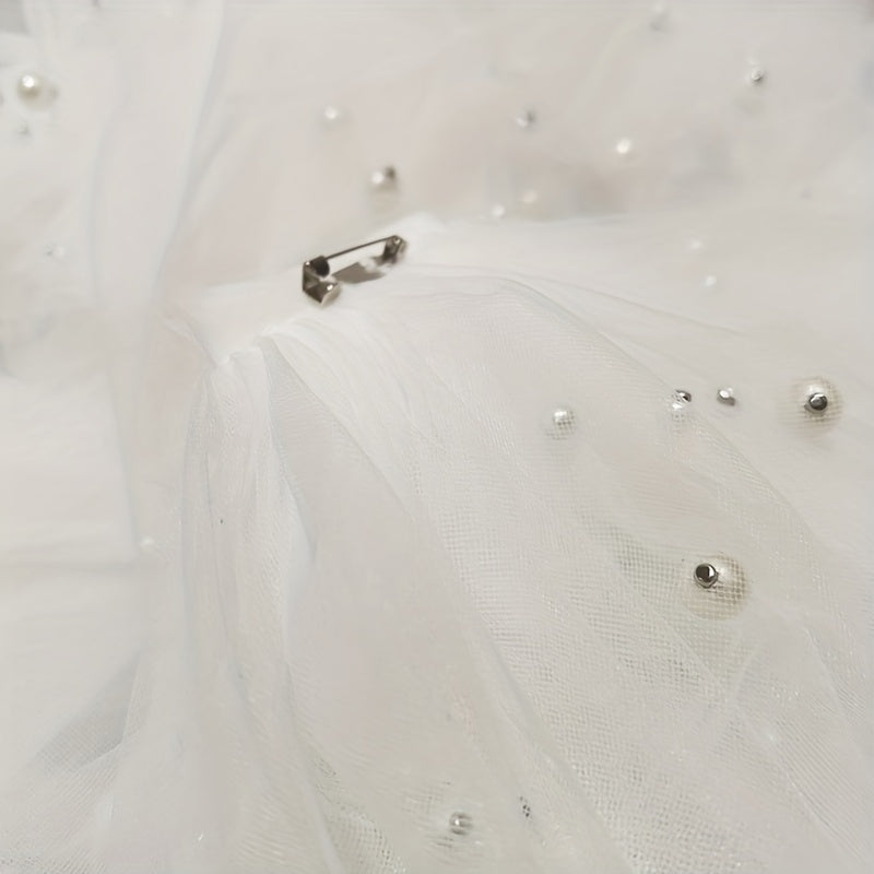 Alas de tul de novia con capas de perlas falsas, accesorios para vestido de novia