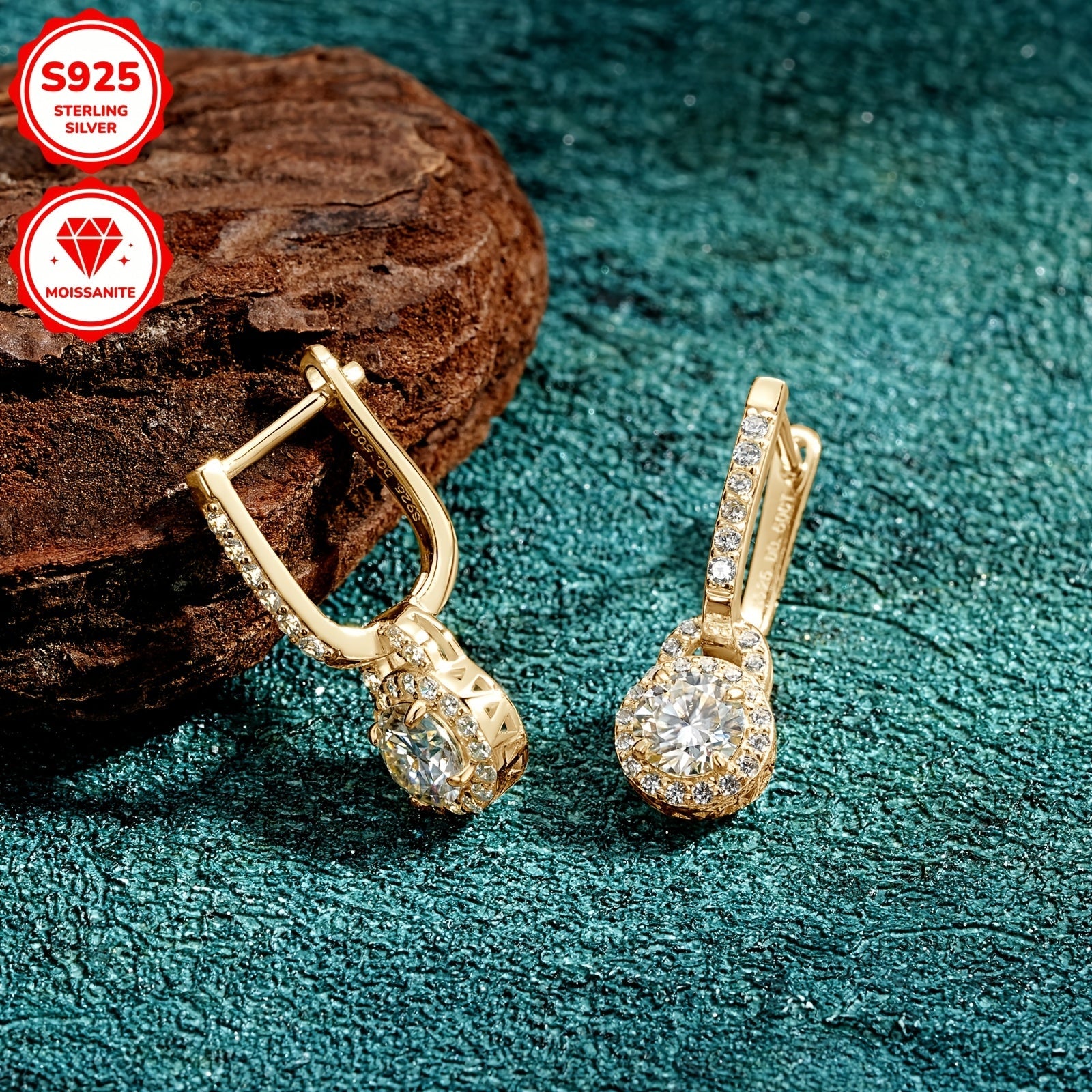 Sterling Silver Hoop Earrings with Moissanite Stones 5mm 0.5ct