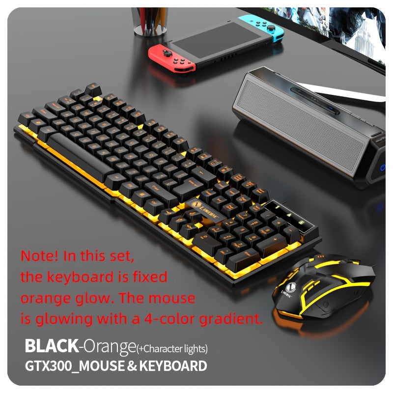 LED Backlit Gaming Keyboard and Mouse Set with 104 Keys