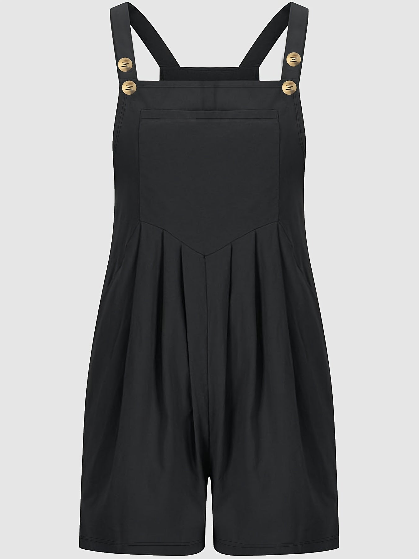 Women Sleeveless Jumpsuit with Faux Buttons Breathable Stretchy Casual