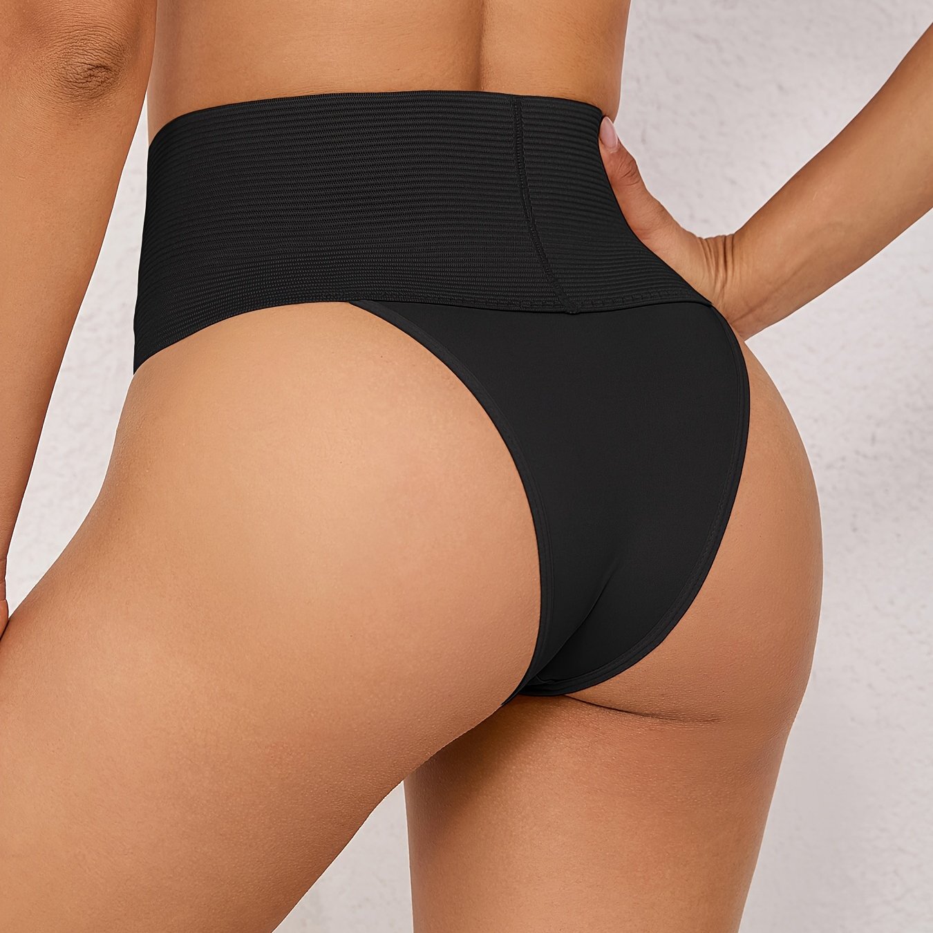 Bragas moldeadoras de control de abdomen para mujer de cintura alta en negro