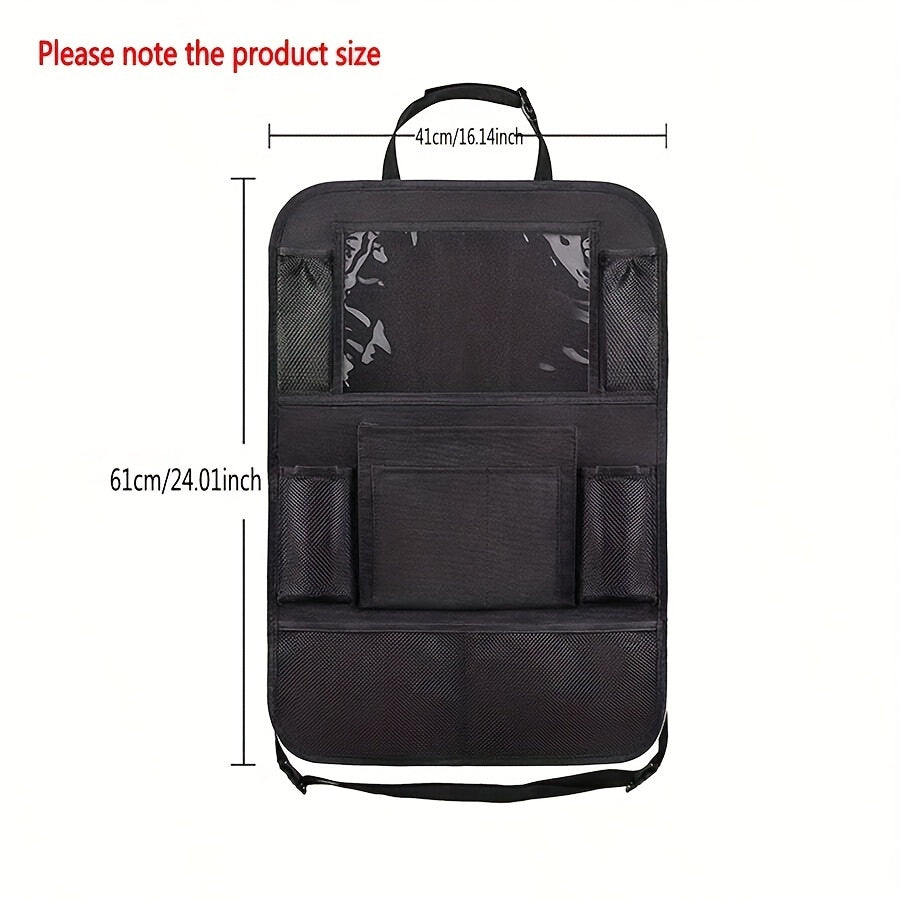 Waterproof Car Backseat Organizer with Touch Screen Tablet Holder Multi-Pocket Storage Bag