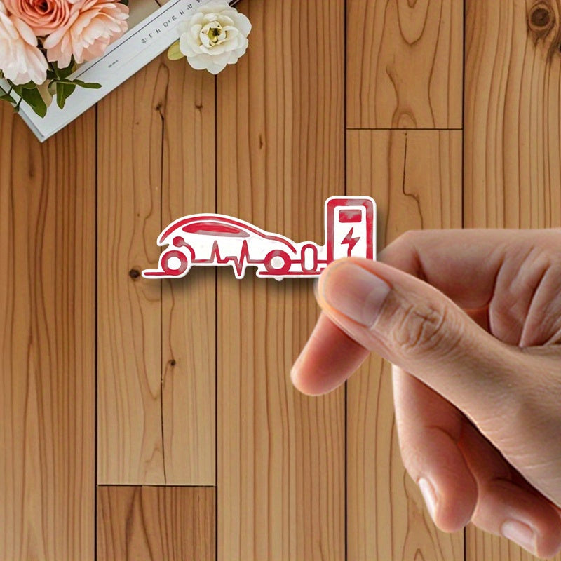 Electric Vehicle Charging Station Heartbeat Sticker Red Car Decal Durable Vinyl