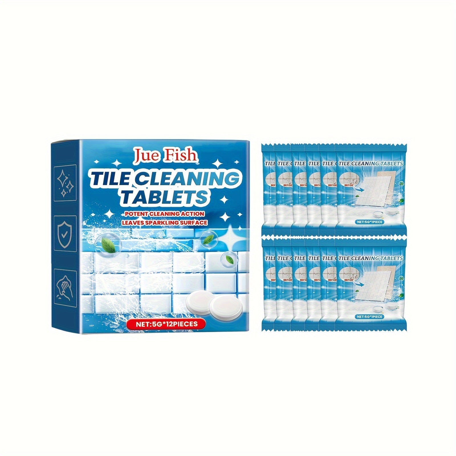 "Qizil Tile Tozalovchi Tabletkalari - 1 Paket, Hammom va Devor Plitalari uchun Yumshoq Limon Hidli Kislota Formulasi, Dog'larni Yo'qotadi va Sirtlarni Yaltiratadi"