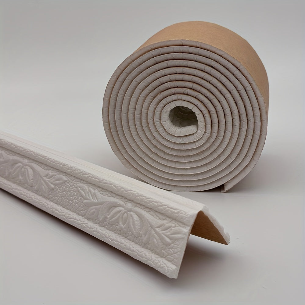 Golden Floral Self-Adhesive Vinyl Wall Trim with Leaf Pattern for Ceilings and Walls 230cmx8cm