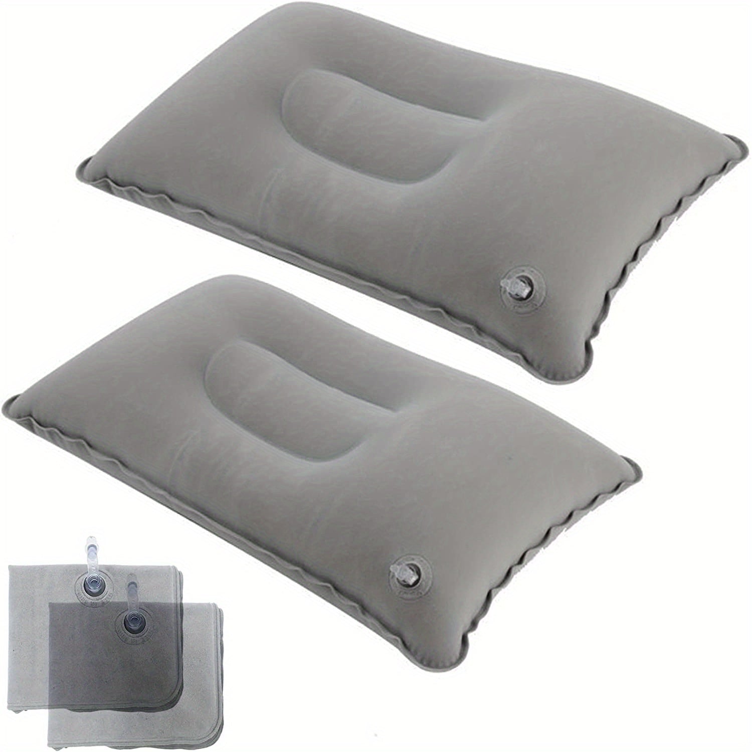 Inflatable Pillow for Travel Camping Office Car Support Neck Lumbar 1 or 2 Pack
