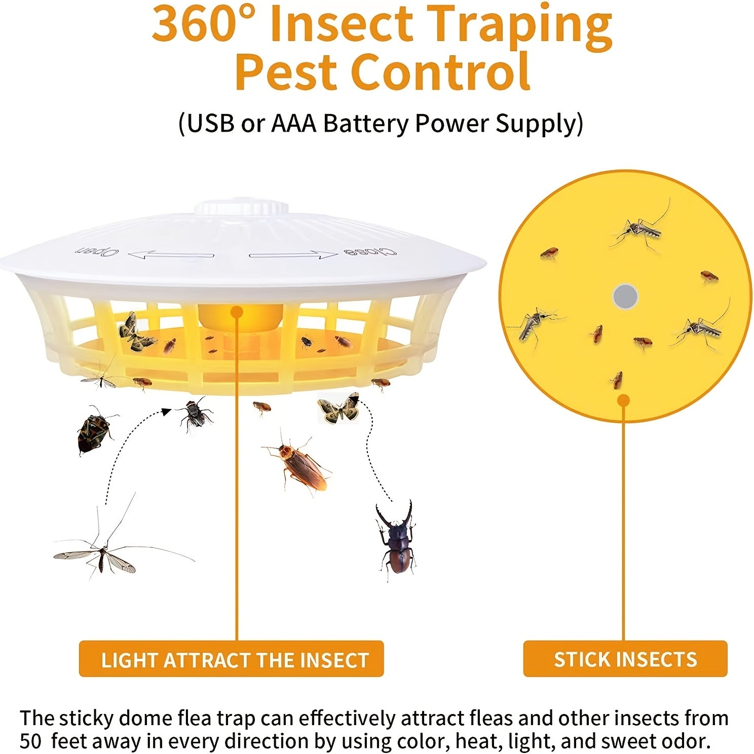 Indoor Flea Trap ABS Material USB Powered Pest Control Light