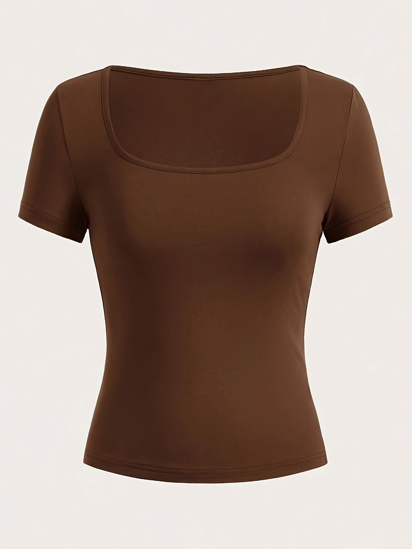 Set of 3 Women's Square Neck Short Sleeve T-Shirts Casual Sporty Polyester Black White Red