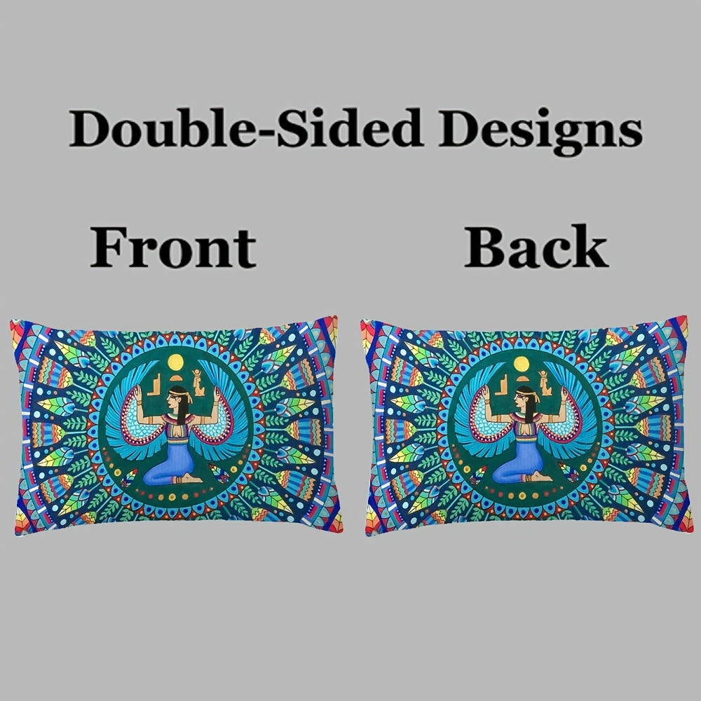 Egyptian Goddess Isis Pattern Pillow Covers Double-Sided Short Plush Polyester 30x50 cm