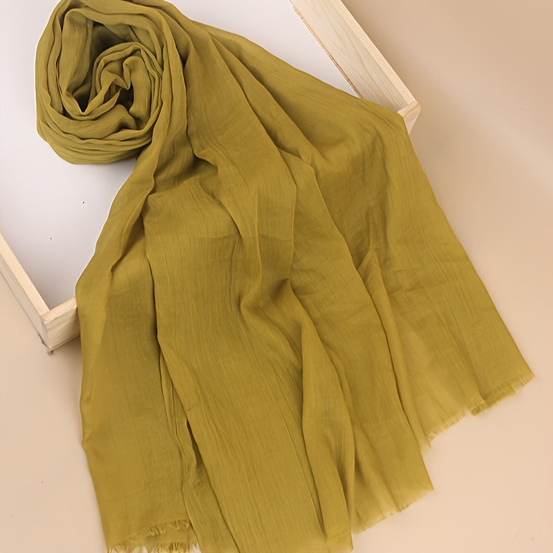 Women's Lightweight Solid Color Scarf Shawl Breathable Soft Polyester Sun Protection