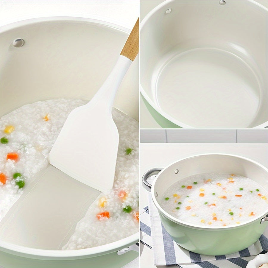 Cast Iron Skillet with Lid and Handles, Avocado Green Soup Pot, Dual-Sided, Gas and Induction Compatible