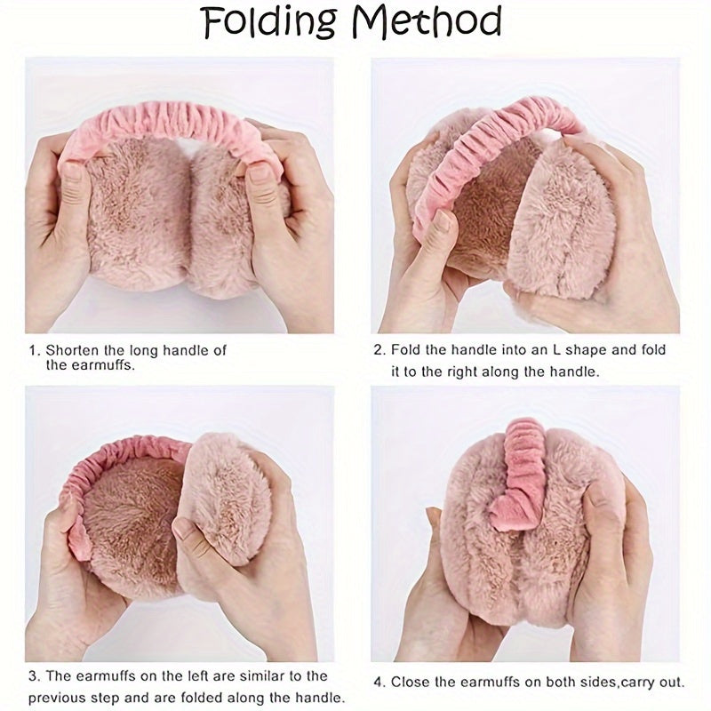 Flexible Polyester Ear Warmers with Fleece, Foldable Winter Ear Protection