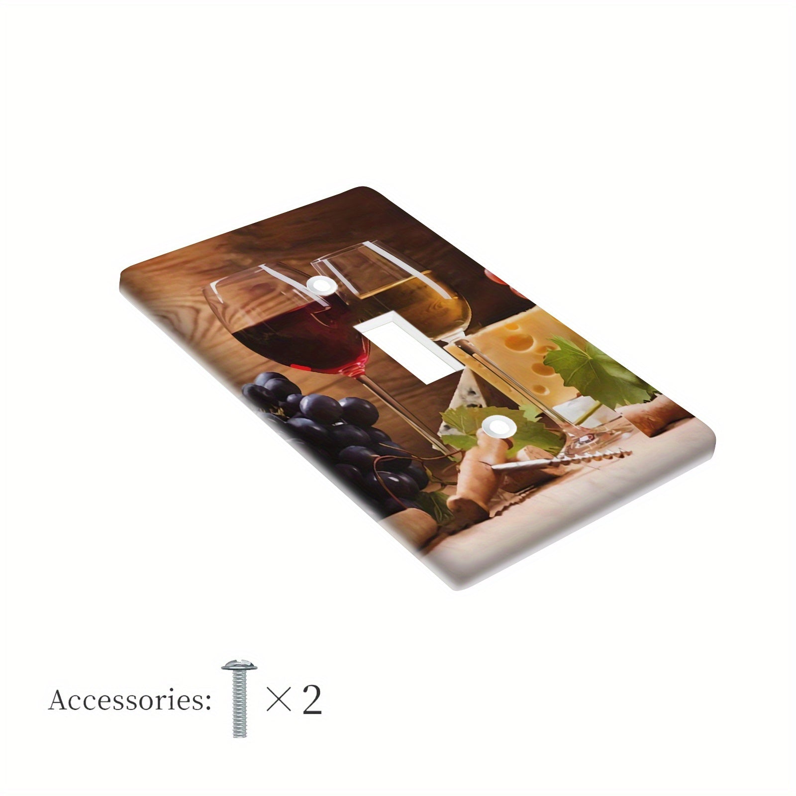 Wine and Cheese Light Switch Cover for Bathroom and Bedroom Easy Installation Battery-Free